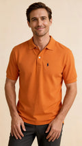 Breathable Cotton Pique Men's Polo – Orange