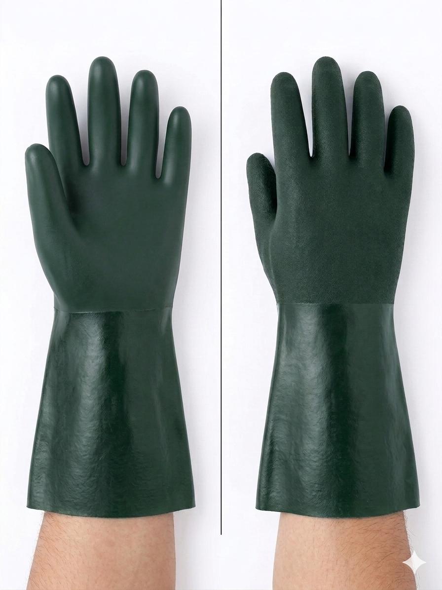 Heavy-Duty Industrial Green Pvc Gauntlets – Waterproof & Chemical Resistant-003