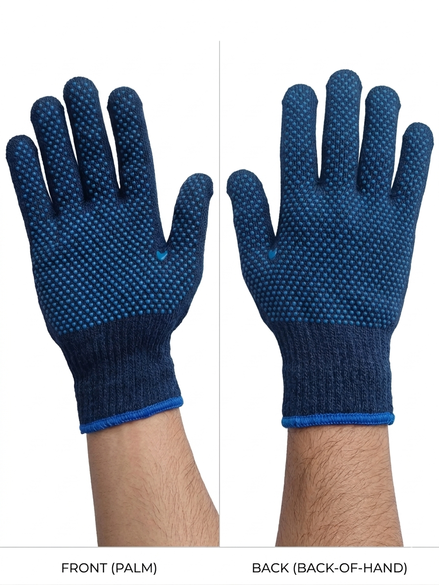 Double-Sided PVC Dotted Work Gloves - Enhanced Dual Grip & Breathable Protection-006