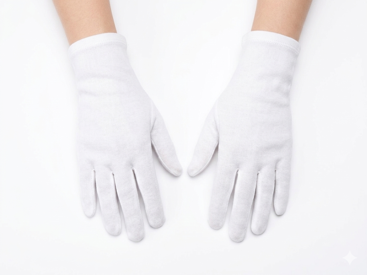 Professional White Cotton Gloves for Handling, Formal Use, and Care - 018