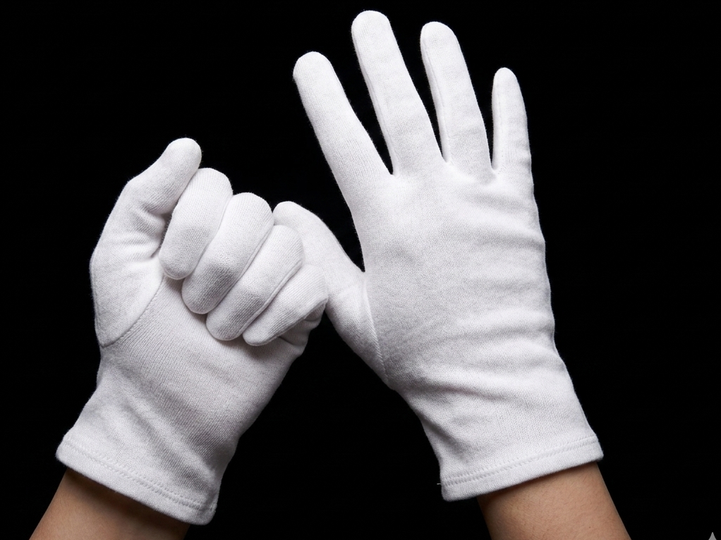 Professional White Cotton Gloves for Handling, Formal Use, and Care - 018